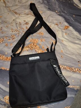 Nautica Black Shoulder Messenger Bag with Logo Tag
